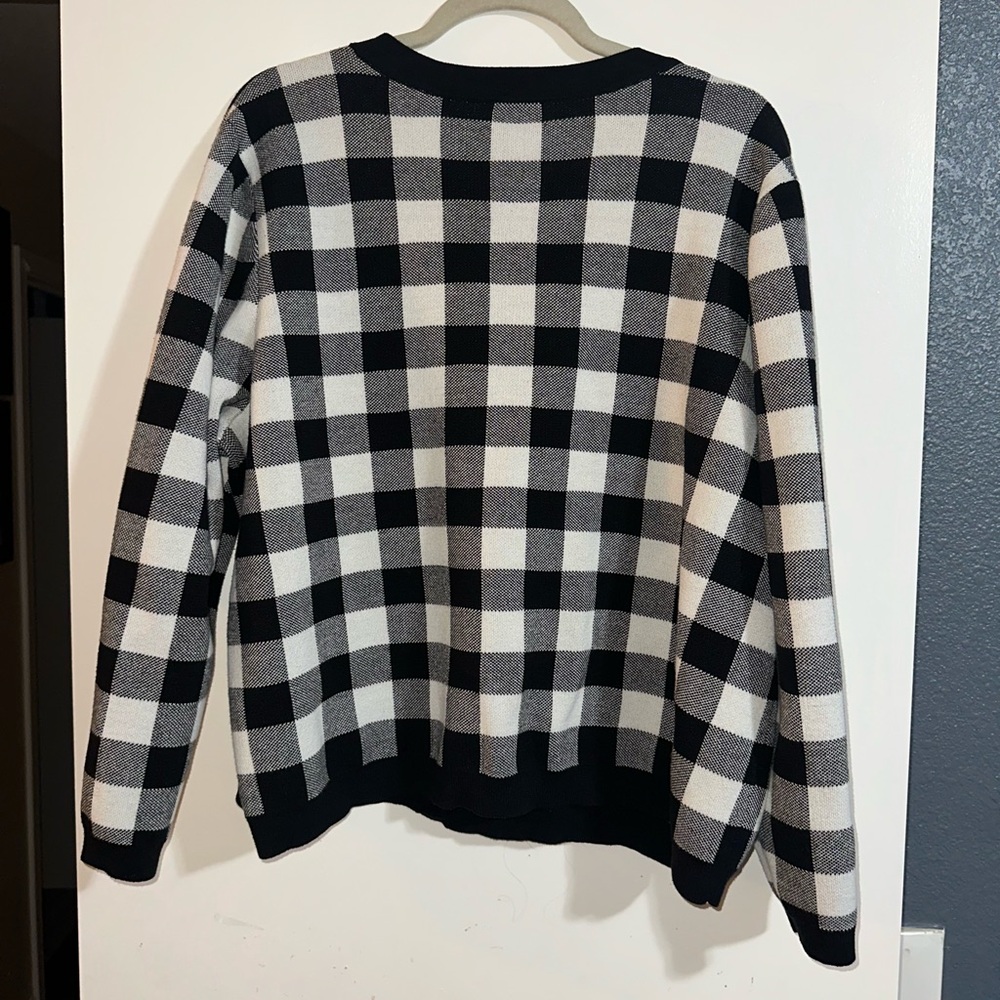 Talbots Black and White Checkered Women's Sweater Cardigan‎ Size 2x - Picture 5 of 5